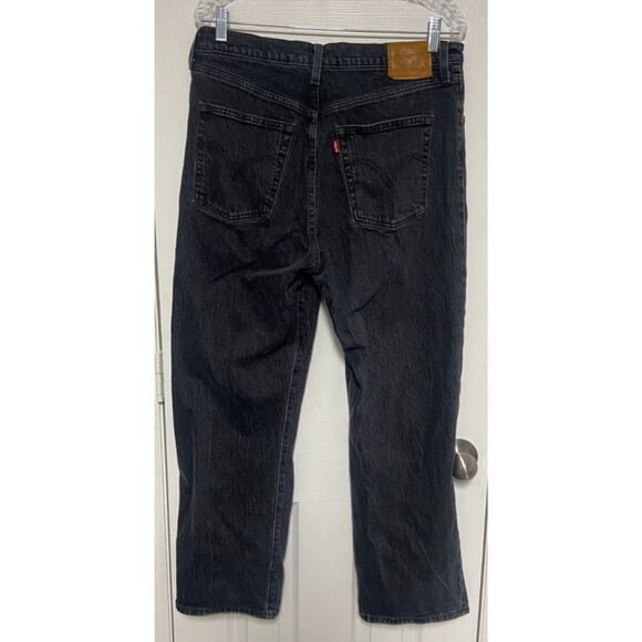 Levi's Jeans Women's 32 Well Worn Black Ribcage Straight Ankle Button Fly - Picture 3 of 15